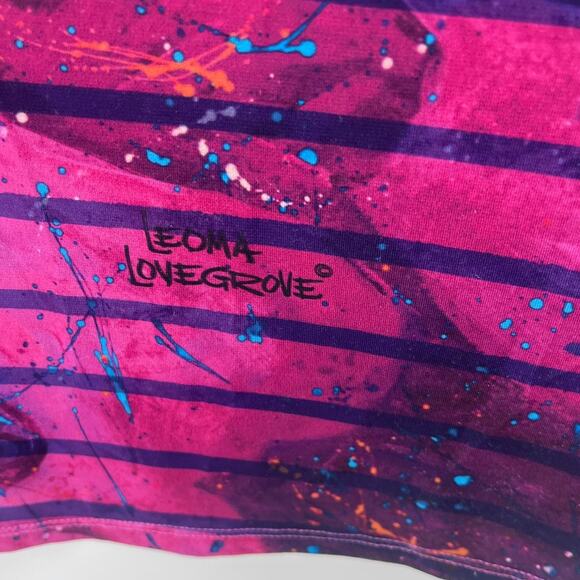 Leoma Lovegrove Art Print Dress Sz XLP Tropical Resort Cafe Terrace Boho Whimsi - Picture 5 of 9